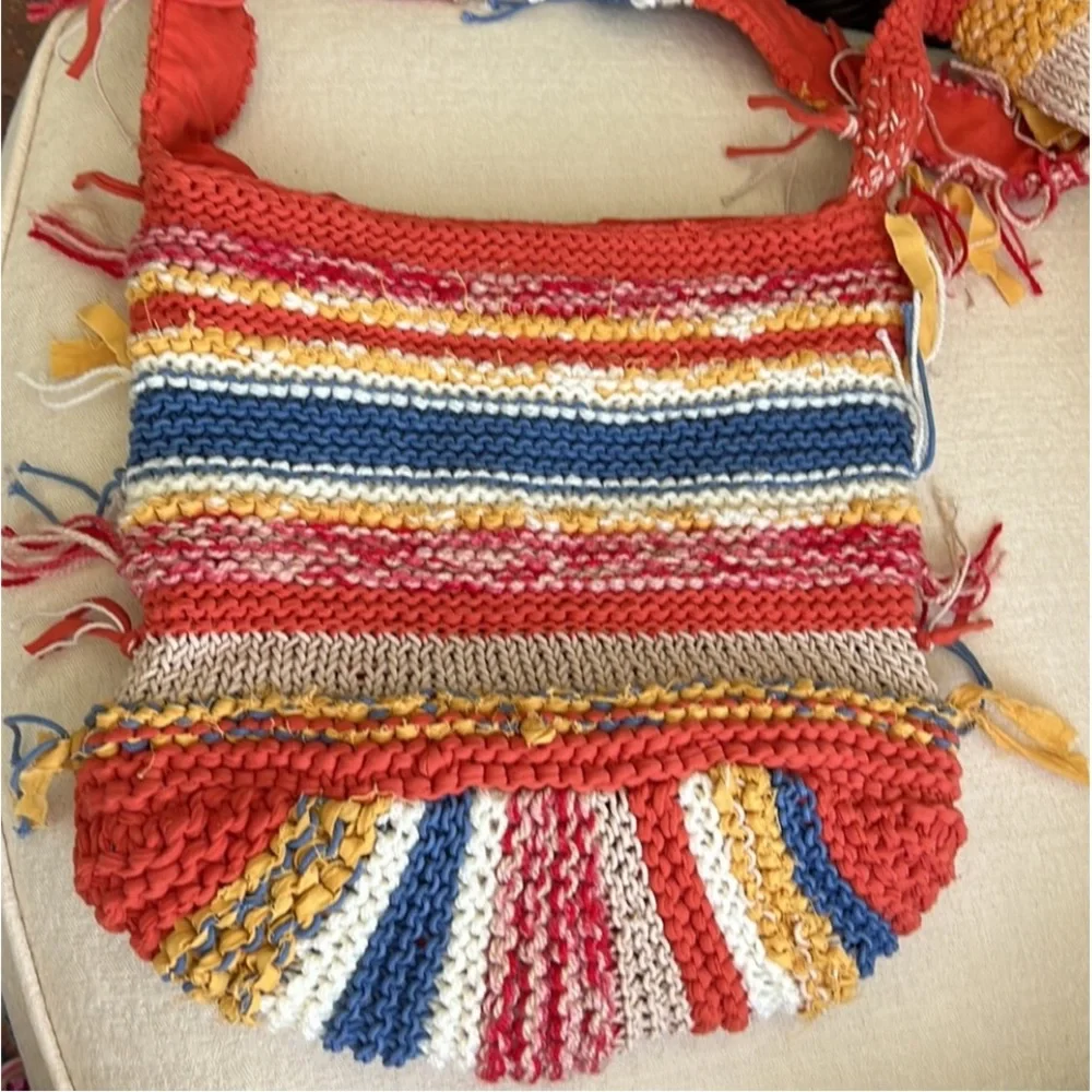 FREE PEOPLE Northbound Hobo Crochet Bag Cotton Stripe Multicolor Crossbody - Picture 3 of 16